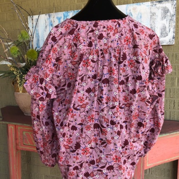 Women's Free Assembly Rose Floral Print Top / Blouse Size L - Picture 16 of 16